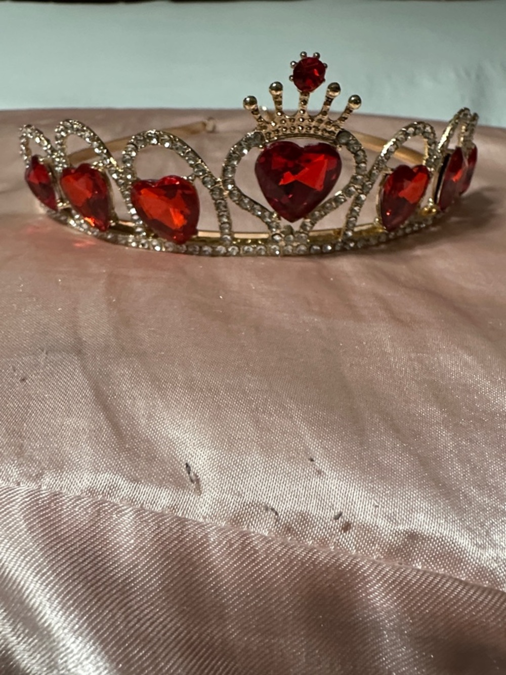 Gold Tiara with Red Heart Gems